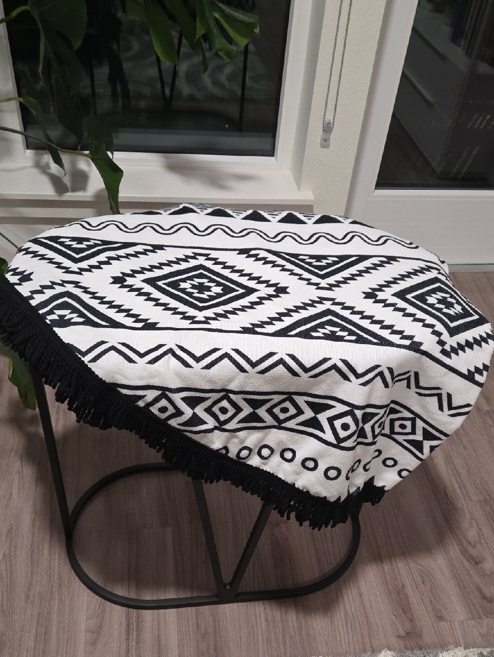 Black & White Aztec Fringe Throw Blanket